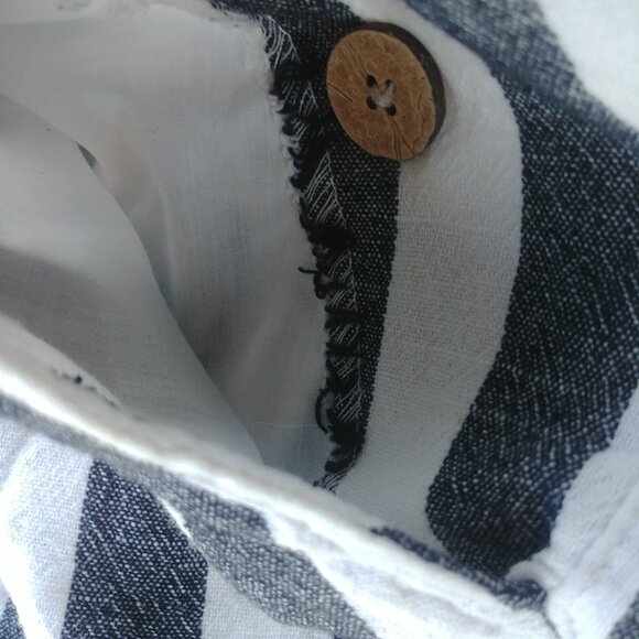 Linen cotton shorts navy blue and white stripes size 16W - Picture 7 of 15